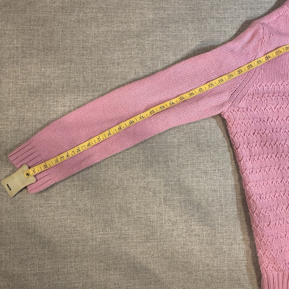 Talbots Pink Knit Sweater Women Small‎ Mock Neck Button Pullover Sz L - Picture 9 of 9